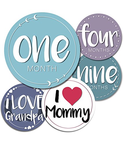 SCIHDETR Baby Monthly Milestone Stickers - 24 Adorable Belly Stickers for Boys or Girls in Their First Year. Capture Loving Memories for a Scrapbook or Track Their Achievements from 1-12 Months