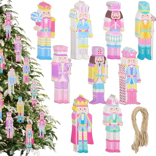 Weihnachtsbaum Anhänger, 36 Stück Holzanhänger Nussknacker Deko,...