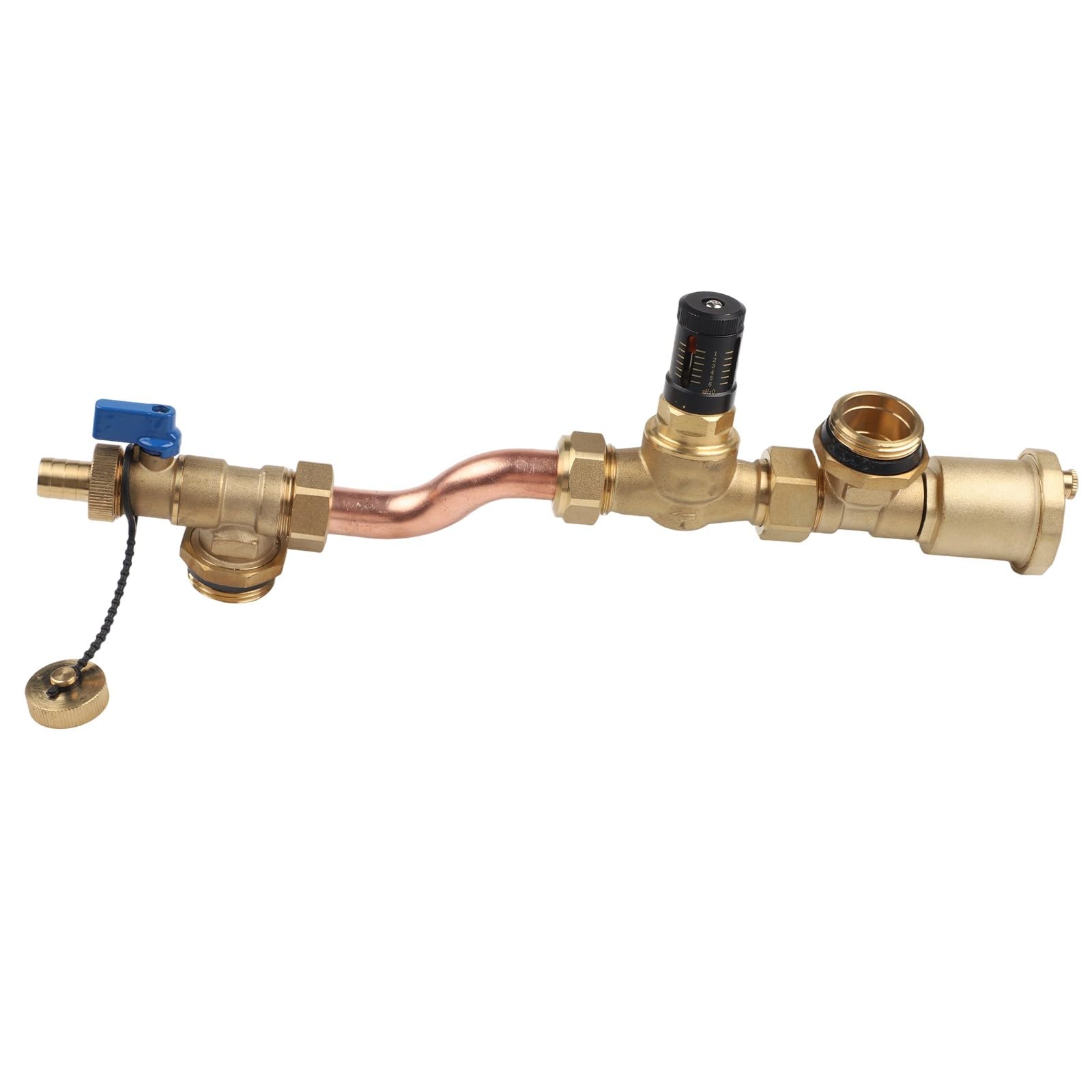 Valvola di bypass a pressione differenziale in ottone, collettore per riscaldamento a pavimento, distanza centrale 210 mm, barra e mH2O per doppia scala, autoregolante