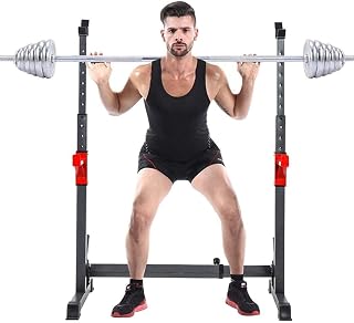 Abdominal Muscle Equipment Dumbbell Bench Heavy Duty Barbell Rack,Adjustable Sturdy Steel Squat Dipping Station,Health & Fitness Weight Bench Press Stand for Home Load