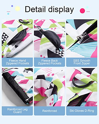 Creatmo Us Kids Overall Snow Pants Girls' Bibs Adjustable Straps Geometry 14/16 #TOP5