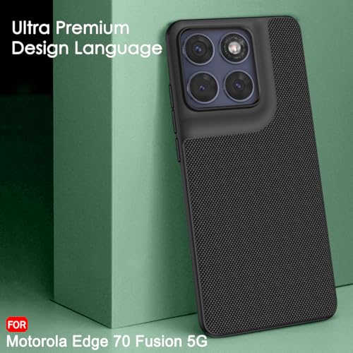 Image of TheGiftKart Back Cover Case for Motorola Moto Edge 70 Fusion 5G | Slim & Lightweight | Ultra-Premium Design | Camera Protection Bump | Fabric Texture Case Cover (PC & TPU, Black)