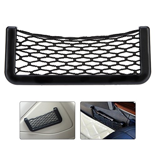 Yosoo Universal Car Seat Side Back Storage Net Bag Phone Holder Pocket Organizer Car Storage Resilient Net Phone Holder Pocket Organizer Bag, Black, 8.5 * 20cm