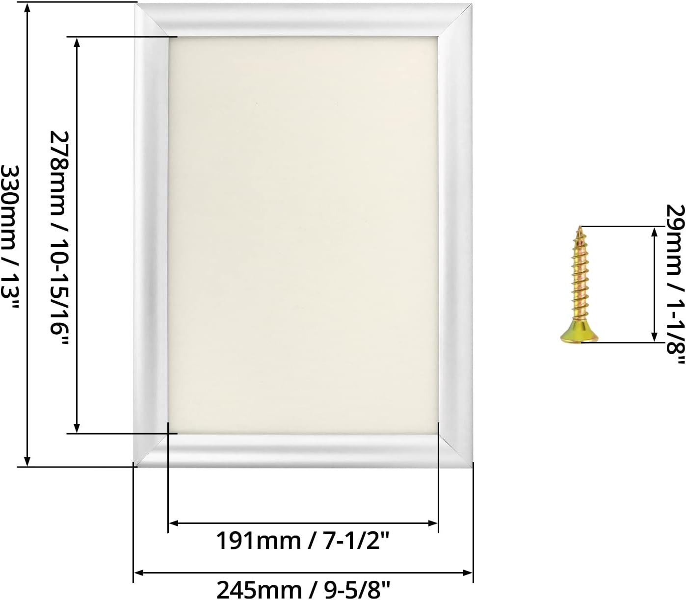 QWORK 4 Pack A4 Aluminum Snap Frame, Front-Loading Wall Mount Picture Frame Poster Holder with Mitred Corners, 1" Profile Anodised Aluminium, for Picture, Document or Certificate, Silver