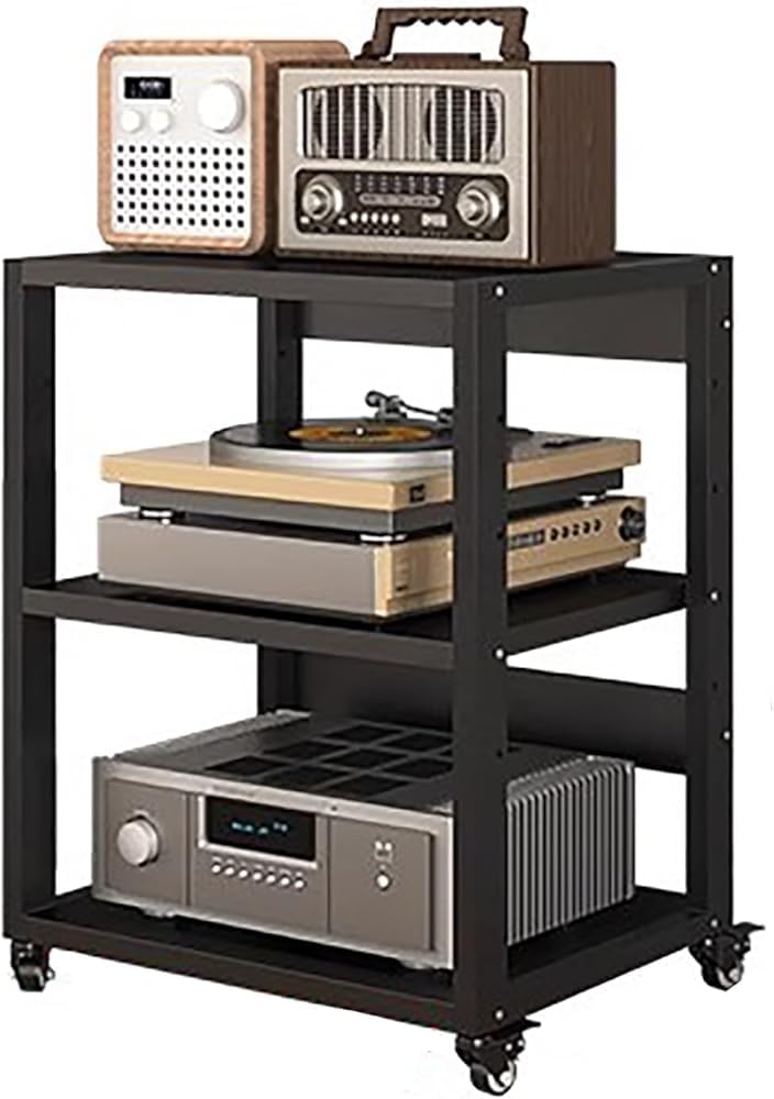 Rack vidéo à roulettes meuble de rangement robuste pour appareils STE