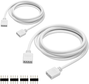 2Pcs 4.92ft/1.5M 4PIN RGB LED Strip Light Extension Cable Wire [Energy Class A]