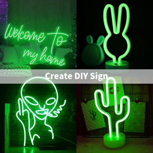 Image of 16.4 Feet LED Neon Strip Lights with 12V Adapter, Waterproof IP65, Silicone Flexible Rope Light for Home Wall Decor | Neon Lights | 5 Meter | Neon Rope Light | (Green)