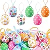 30pcs fabric wrapped easter eggs with dots mix small easter tree hanging ornaments for party spring home garden decoration  urban country home decor