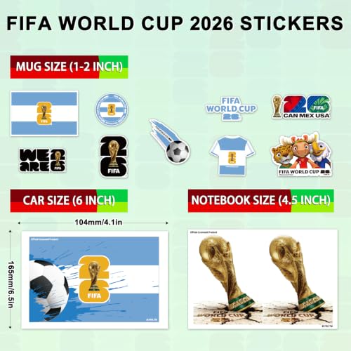 FIFA World Cup 2026 Official Licensed Sticker for Argentina, 13Pcs Waterproof Decals for Laptop, Water Bottle, Car, Soccer Fan Gift — view 3