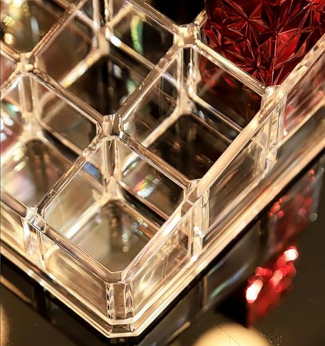 Image of Sooyee Acrylic Lipstick Case - Lipstick Holder & Cosmetic Organizer With 9 Spaces - Clear