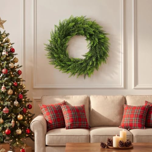 DUZYXI 24" Realistic Artificial Cedar Christmas Wreath for Front Door - image 6