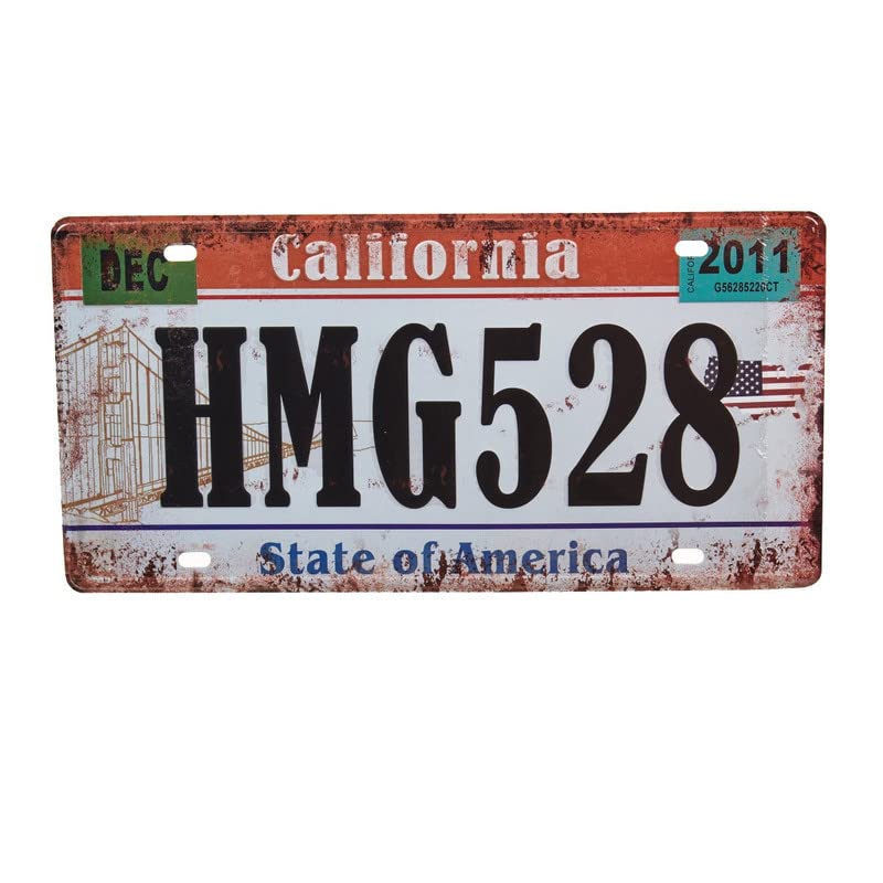 Image of HMG528 Multipurpose Metal Vintage Tin sign Boards Retro License Plate Vanity Gift Decorative Car Tag, Truck Front Plate Wall Art Design Number Plaque for Cafe, Living Room