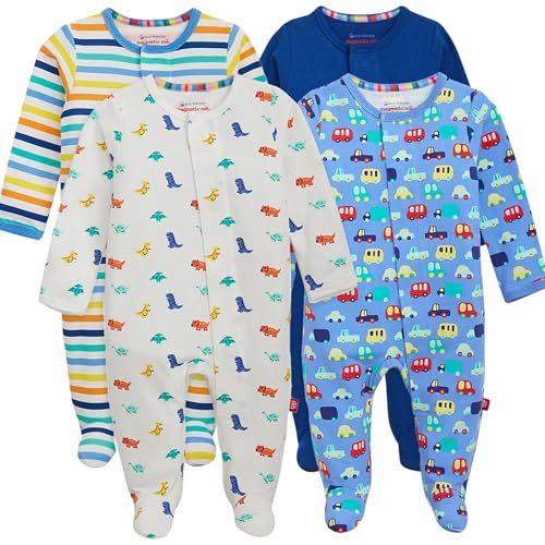 Cloudstretch 4-Pack Bundle | Magnetic Baby Footie Pajamas Boys - 2 0-3 Months
