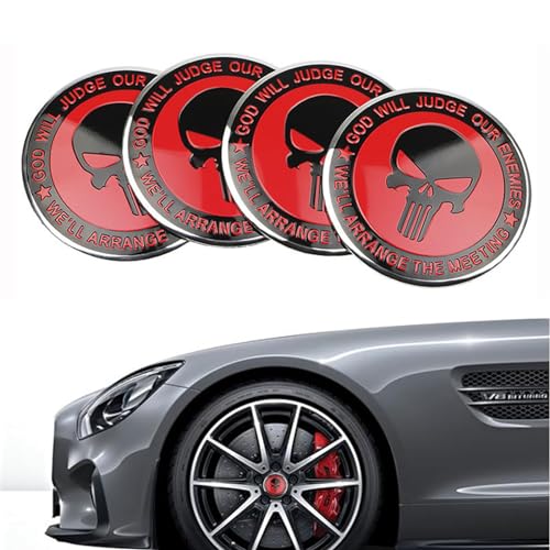 lurora2021 60mm Skull Tapacubos para Llantas Coche Universal Tapas de Rueda de Centro Tapas Centrales de Rueda Tapas de Buje para Accesorios Universales para Cubiertas de Ruedas de Coche, 4 Piezas