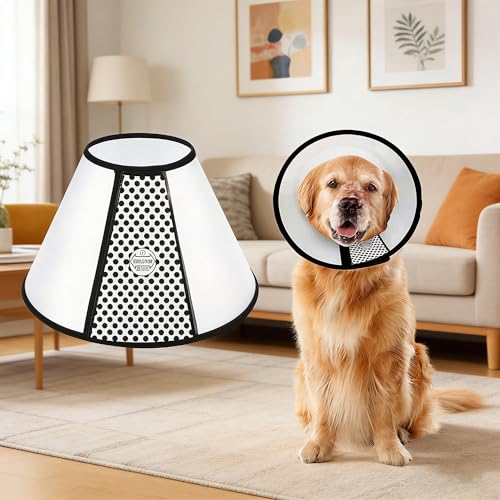 WYFCR Pet Cone Recovery, Großer Hund Einstellbare Elizabeth Recovery Schutzhalsband, Anti-Biss Leck Sicherheit Nackenbezug, für nach der Operation Wundheilung, Trimmen Nägel, (Halsumfang 43-49cm)