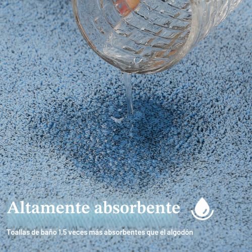 Miniatura 3 de Seisso Paquete De 2 Toallas De Baño, Sábanas De Baño De Fibra De Bambú 90 X 160cm, Sábana De Baño Súper Suave, Altamente Absorbente Y De Secado Rápido, Uso Para Hotel, Spa, Baño, Azul Claro