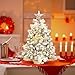 Mini Christmas Tree-with Lights,2ft Pre Lit Artificial Small Christmas Tree Snow Flocked Tree with 24pcs DIY Decorations Tabletop Christmas