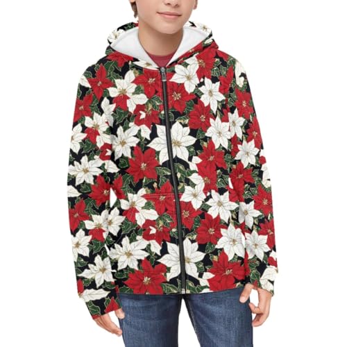 GLUDEAR Boy Girl Ugly Christmas Hoodies Kids Red Santa Claus Print Xmas Zipper Hooded Sweatshirts3