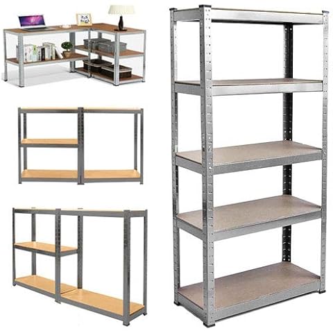 Garage Shelving Units: 180cm x 90cm x 40cm, Heavy Duty Racking Shelves for Storage - Heavy Duty Boltless Shed Industrial Warehouse Steel Galvanised Organisation Unit 5 Tier Cover