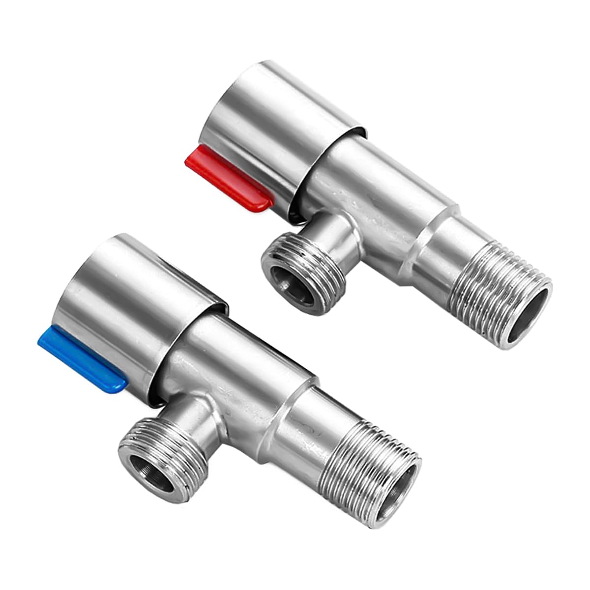 2 Valvole Ad Angolo In Acciaio Inox 1/2'' VOANZO - Per Cucina, Bagno, Irrigazione | Con Copritubo - Foto 4