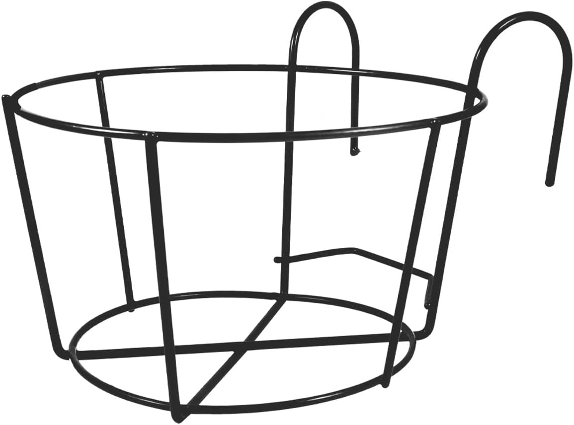 2pcs Black Iron Hanging Plant Pot Shelf, Round Bonsai Rack with 30cm Diameter, Balcony Flower Holder for Outdoor Garden and Patio Plant Display