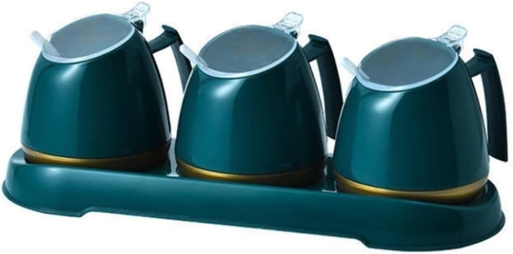 Condiment Jar Seasoning Box Spice Pots Seasoning Jar Set Salt Sauce Cruet Condiment Dispenser Spice Rack Condiment Bottle Seasoning Canister Set Spice Jar Set Seasoning Jar (Blue 3Pieces)