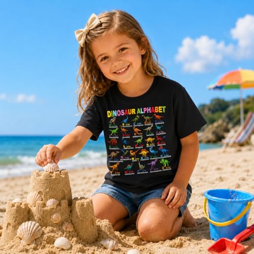 Image of Dinosaur Shirt for Kids Boys Girls Funny Toddler Dino Short Sleeve Graphic Cotton Tee Top 2-7T