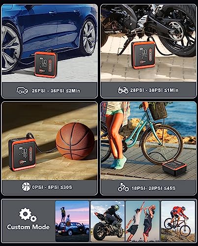 Image of Tire Inflator Portable Air Compressor - KEEPUP 150 PSI Cordless Air Pump with Rechargeable Battery for Car Tires Ebike Motorcycles Bicycles Balls with Tire Gauge Pressure, Dual-Use Type