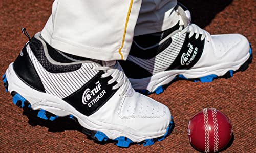 Image of B-TUF Striker Cricket Shoes /Studs Spikes Sports for Men Boys Unisex Kids|Lightweight and Durable | Stylish Sports Shoes | (White /Black /Yellow)