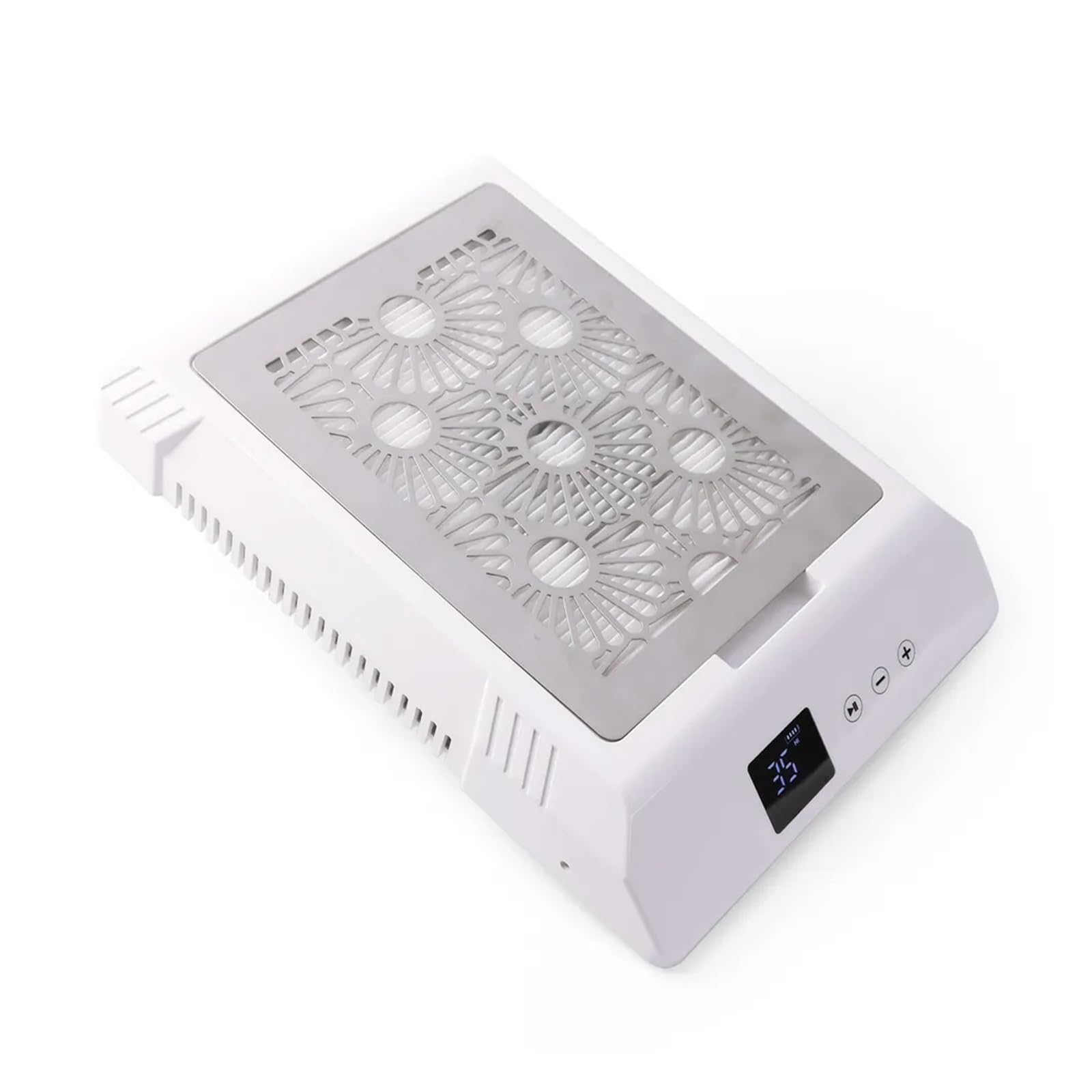 Aspirateur ongle, Aspirateur collecteur de poussière d'ongles sans fil, haute puissance 85W, forte aspiration, 3500 tr/min, nettoyeur avec batterie montage remplaçable(blanc)
