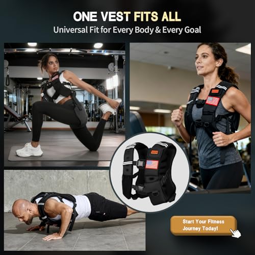 Weighted Vest Woman & Men,8lb/12lb/16lb/20lb/30lb/40lb Plus Size Weighted Vest With Phone Pockets & Reflective Strips for Walking, Running, Hiking,Rucking, Workout, Strength Training