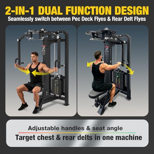 Image of PEC Deck Rear Delt Fly Machine - Dual Function Chest & Rear Delt Strength Trainer, Adjustable Seat & Handles for Home Gym or Commercial Use, 220 lbs Weight Stack