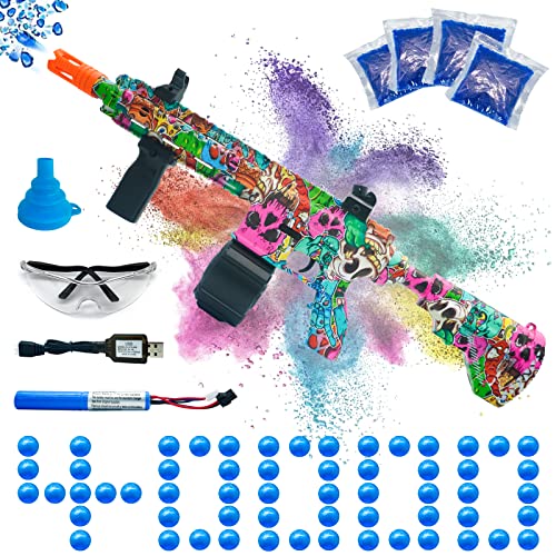 Electric Gel Ball Blaster, High Speed Automatic Splatter Ball Blaster with 40000 Water Beads and Goggles, JIFTOK Rechargeable Splatter Ball Toys for Outdoor Activities Shooting Game Party Favors-Color