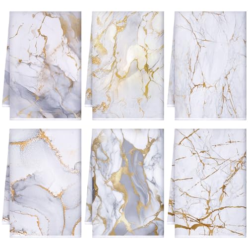 Boyiee Set of 6 Marble Kitchen Towels Gold Dish Towels Absorbent Stylish Marble Tea Towels 24 x 16 Inches Modern Hand Towels Housewarming Gifts for Farmhouse Kitchen Bathroom Decorations