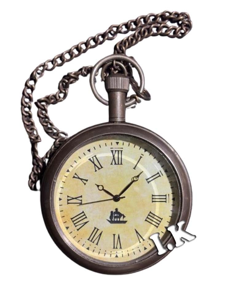 Antique Indian Style Metal Men Women Watch/Pocket Watch with Long Chain Pendent Type-image-2
