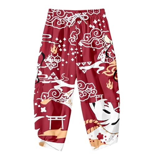 Image of DOSLAVIDA Men's Japanese Kimono Cardigan Suit Chinese Style Printed Jacket Pants Set Open Front Seven Sleeve Top & Shorts