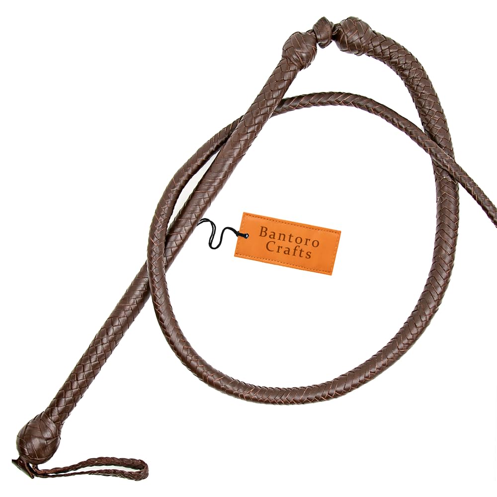 Marrone Frusta 12 trecce Fili Pelle Intrecciata Frusta in Vera Pelle Pancia in Pelle e Supporto in Pelle all'Interno Frusta Che schiocca Forte