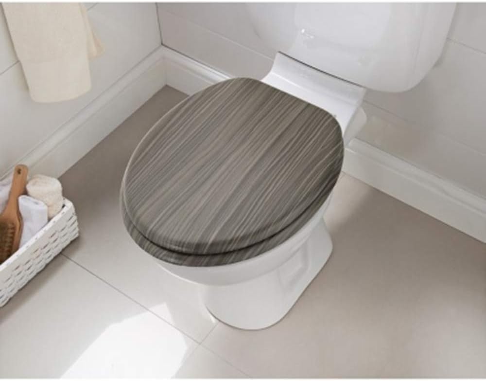 Kachhu® Universal Fit Glossy Addis Wooden Toilet Seat Easy Fit Style to Your Bathroom Brand New - Grey