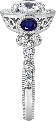 Miniatura 3 de Tienda Collection Platinum-Plated Sterling Silver Infinite Elements Cubic Zirconia Antique Round-Cut and Created Sapphire Ring