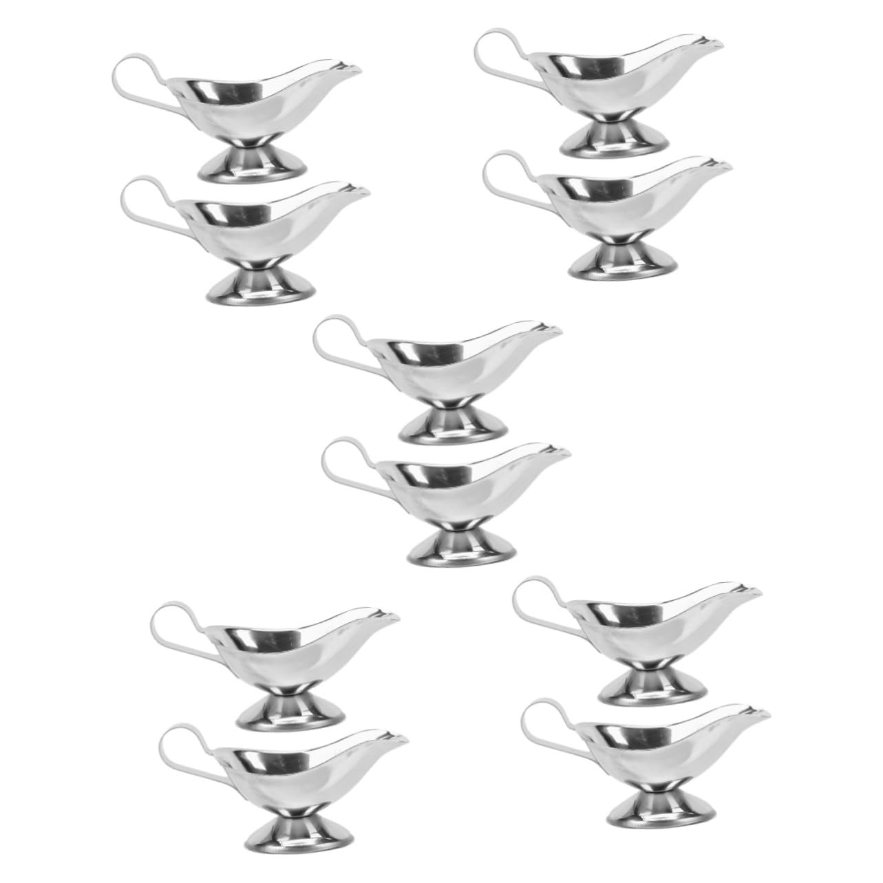 Mikinona 10 Pcs Steak Sauce Boat Au Jus Cups Juice Jug Latte Art Funny Gravy Boat Milk Jug for Bagged Milk Syrup Milk Pitcher Saucer Milk Dispenser Sauce Warmer Jugs Silver Stainless Steel
