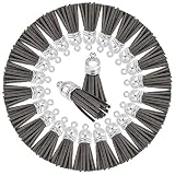 ◈Cantidad: 24 unids RUBY - 24 Borlas de cuero con cabujón, borlas de ante sintético para manualidades (Gris)