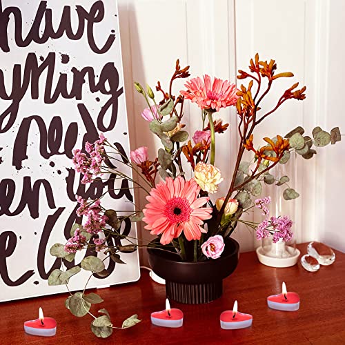 50 Pack Heart Shaped Unscented Tea Lights Candles – Smokeless Tealight Candles - Decorations For Wedding, Party, Votives, Oil Burners And Christma (Red) #TOP4