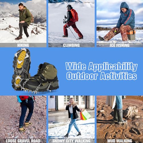 image for Tomaje 24 Spikes Crampons for Shoes, Anti Slip Ice Cleats for Shoes an