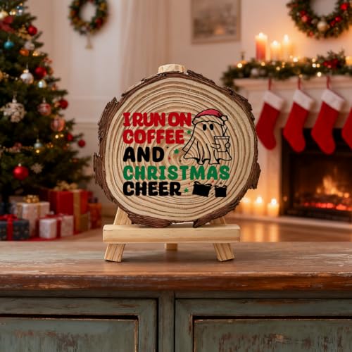 Christmas Coffee Sign Desk Decor Xmas I Run On And