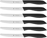 WMF 1896499990 Vesper Set de 6 couteaux Pièces Noir Longueur de la lame dentelée Lame en acier spécial Noir Poignée en plastique 11 cm, Acier inoxydable, Black, 23 cm, 6 unités - 1