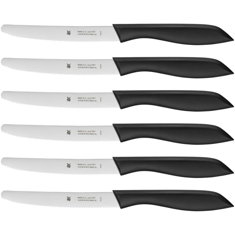 WMF Coltelli da Colazione, set da 6 pezzi, Lama in Acciaio Inox, 23 cm, Nero,1896499990