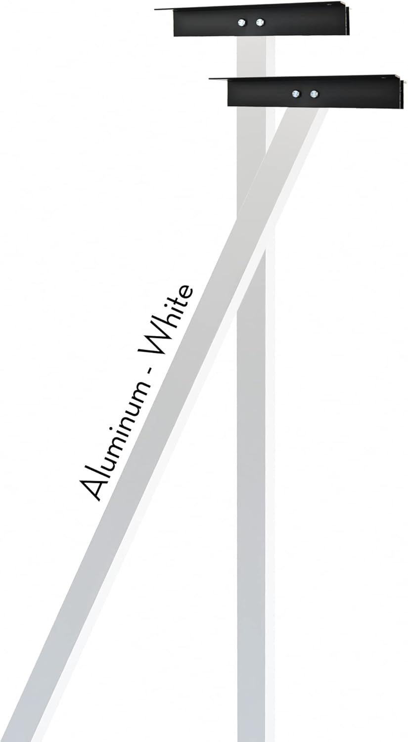 Mailbox Post/Pole - Post Mounted Mailbox - Metal Mailbox Post - Modern Minimalist Design - Type 4 (Angled, Aluminum - White)
