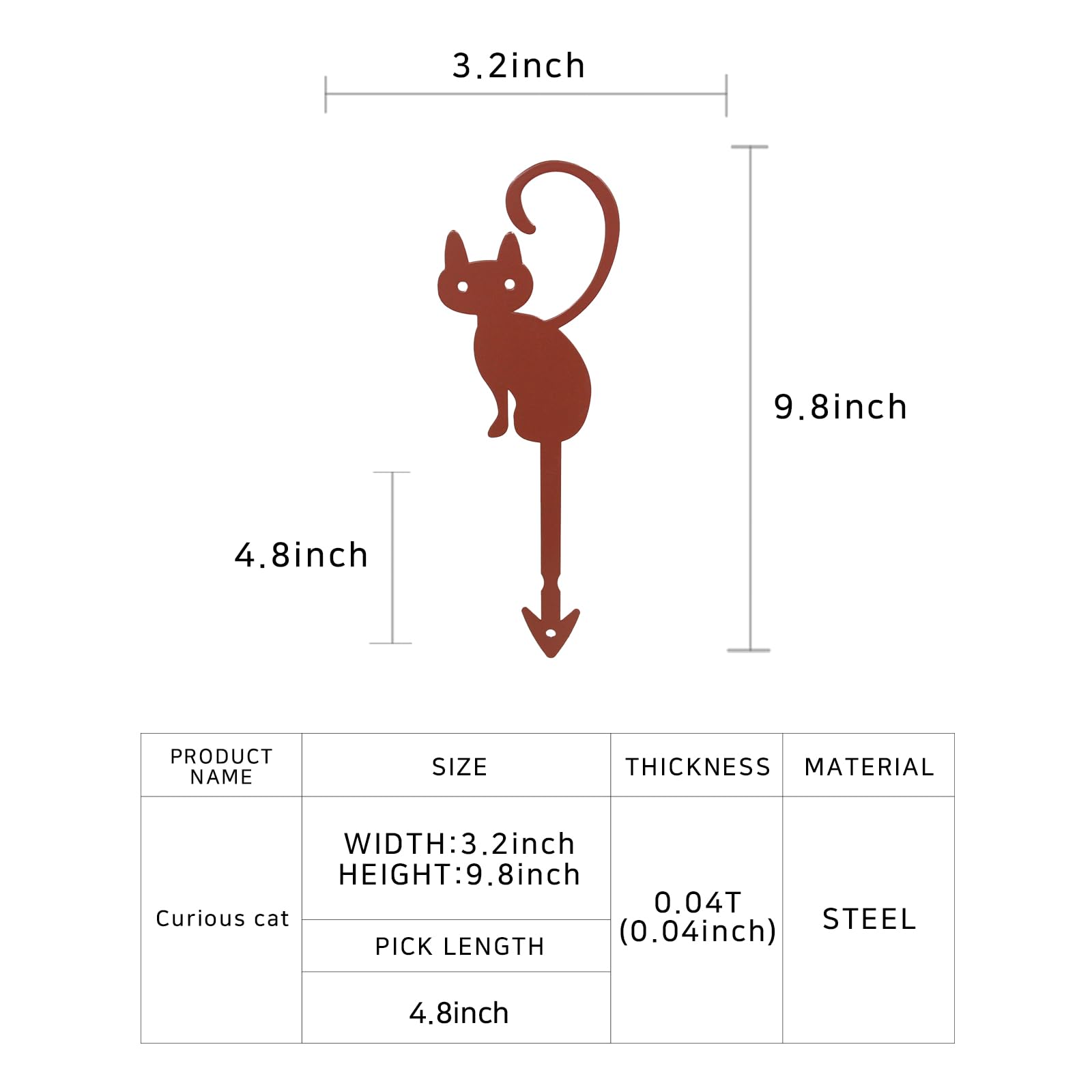 Steel Deco Garden Garden Decoration Powder Paint Coating - Gardenpot Pick-Steel-Brown- Curious cat