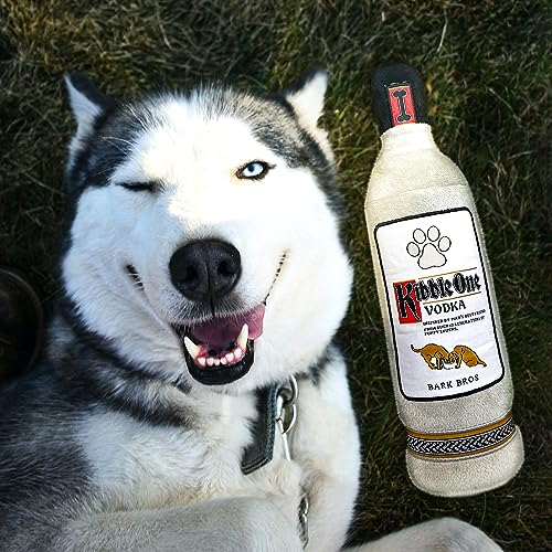 Bark Bros - Garrafa de bebida de brinquedo para cães - Brinquedos de pelúcia que barulhenta paródia