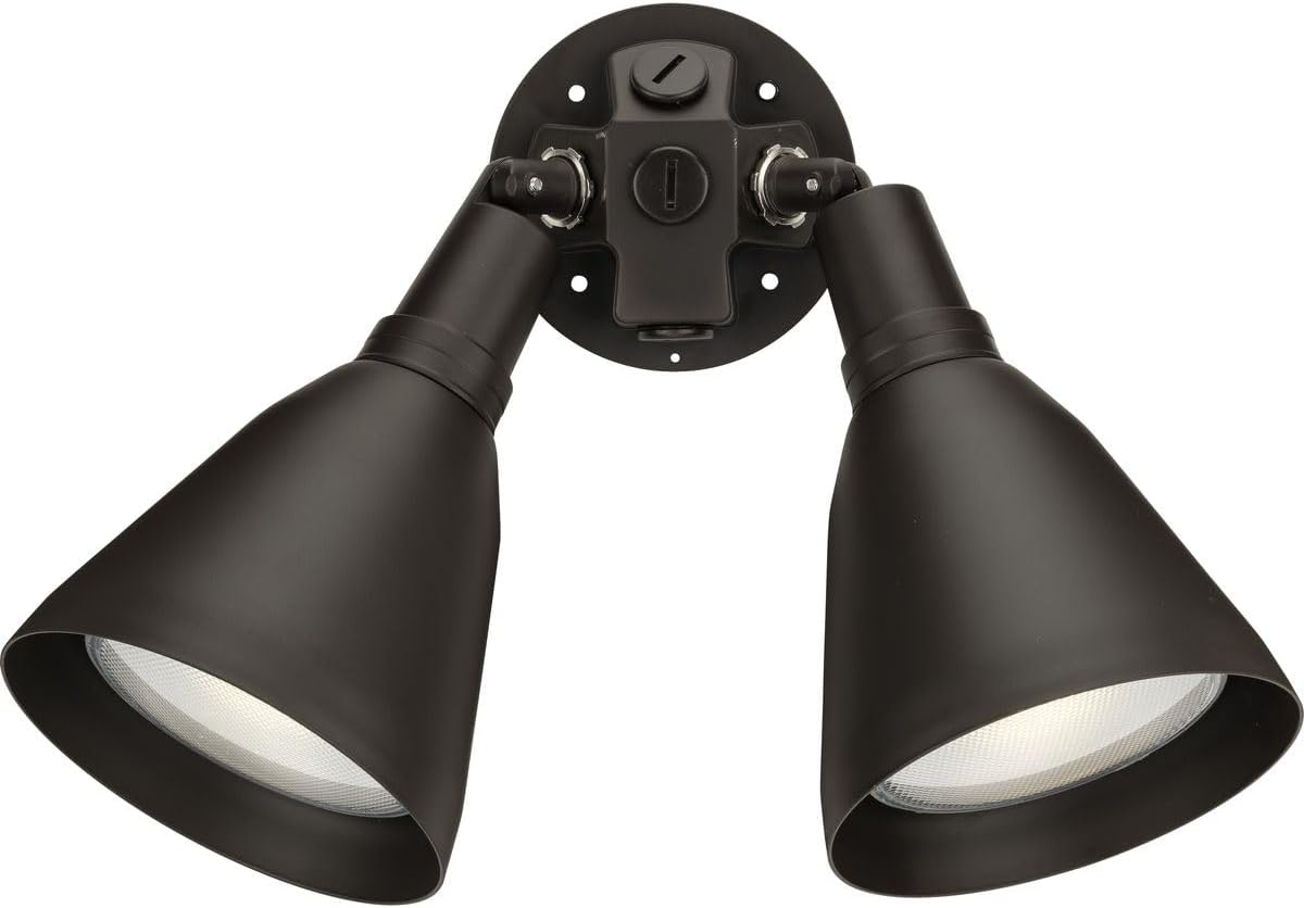 Progress Lighting 2-Light Adjustable Swivel Par Lampholder Outdoor Wall Light with Cover, Outdoor, P5203-20, Antique Bronze